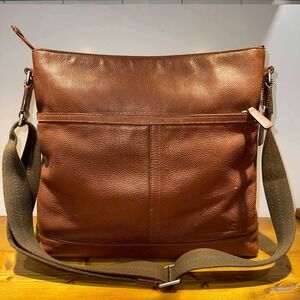 Coach F70457 Brown Pebbled Leather Messenger Crossbody Map Style Men